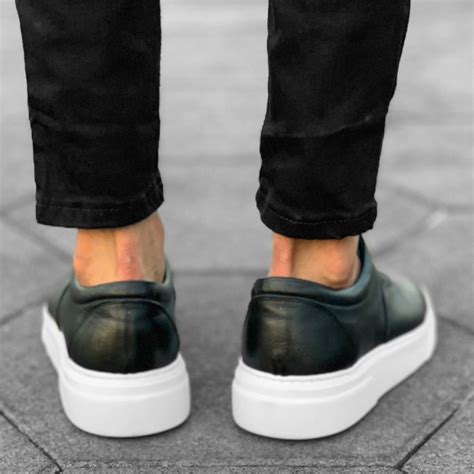 black white leather sneakers